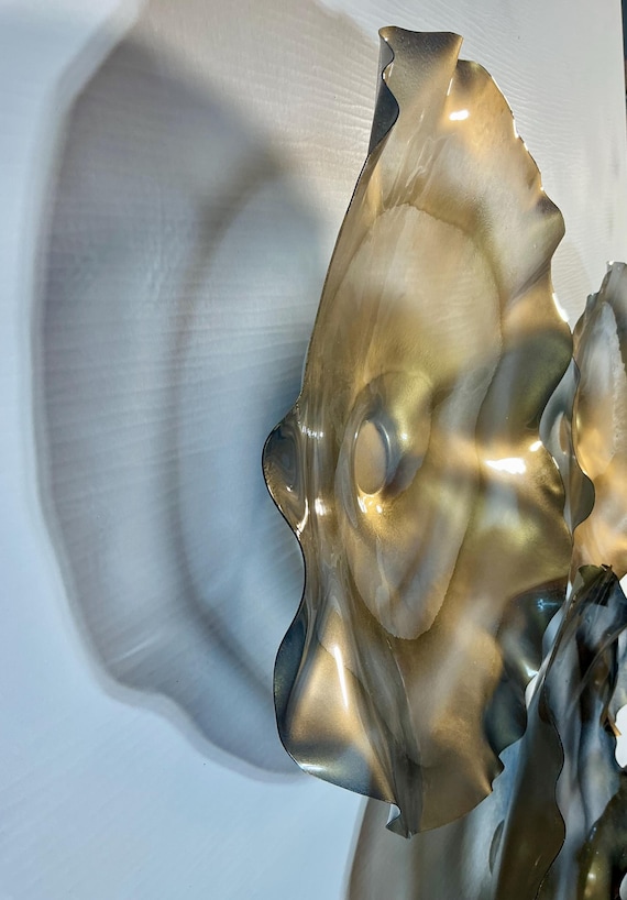 Stylish Set of 6 Gold and Black Wall Art | Eco-Friendly polymer- Handmade Art with Glass Effect