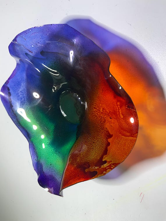 Sustainable plastic extra Small wall flower 5” handmade blue/purple/green/orange unique home decor/indoor outdoor art/looks like glass