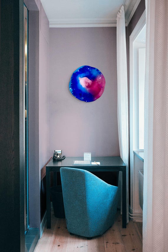 Handmade Recycled Plastic Wall Flower Sculpture: Coral Blue Aqua Art