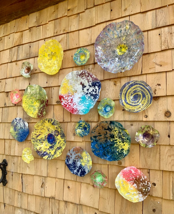 Handmade Large Wall Mural 18 artist pick rainbow of colors eco friendly plastic/Boho modern style bedroom home decor art/looks like glass