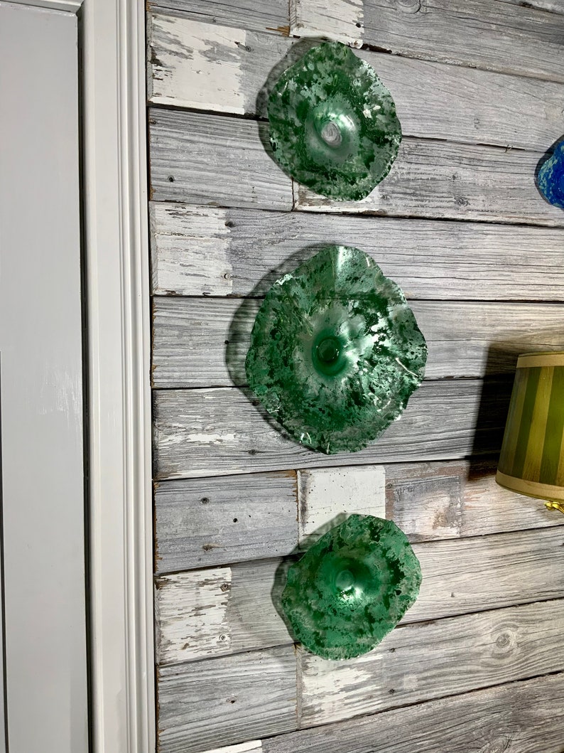 Metallic Green/silver Wall Hanging Set 3 Handmade Durable Etsy