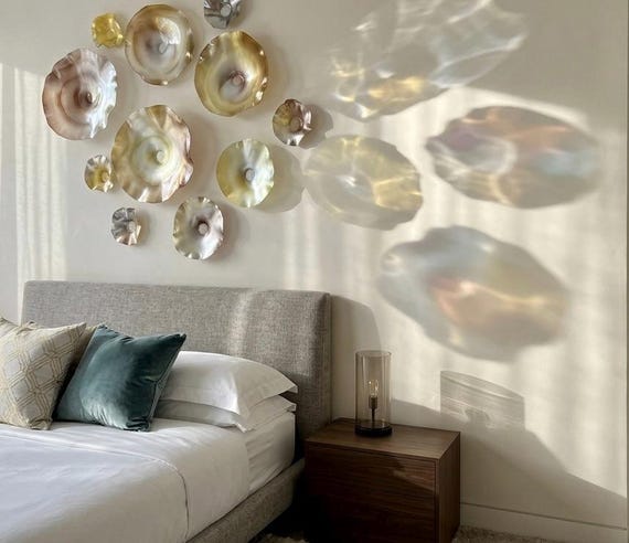 Handmade Champagne, silver & gold Wallflowers | Set of 11 -Elegant up cycle polymer- Decor for Your Home