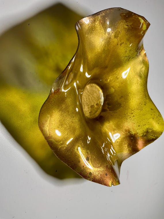 5” Handmade Wall Flower Hanging - Recycled Plastic Home Decor in Gold and copper  - Looks Like Glass