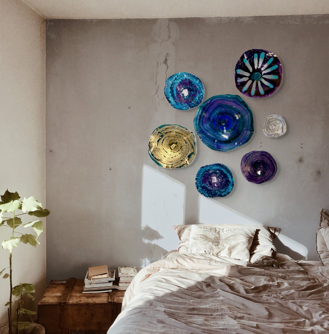 Curated visual reference: Handmade Eco Friendly Canvas Wall Art Reference: 7 Piece Handmade Eco Art Home Geometric Wall Decor Purple