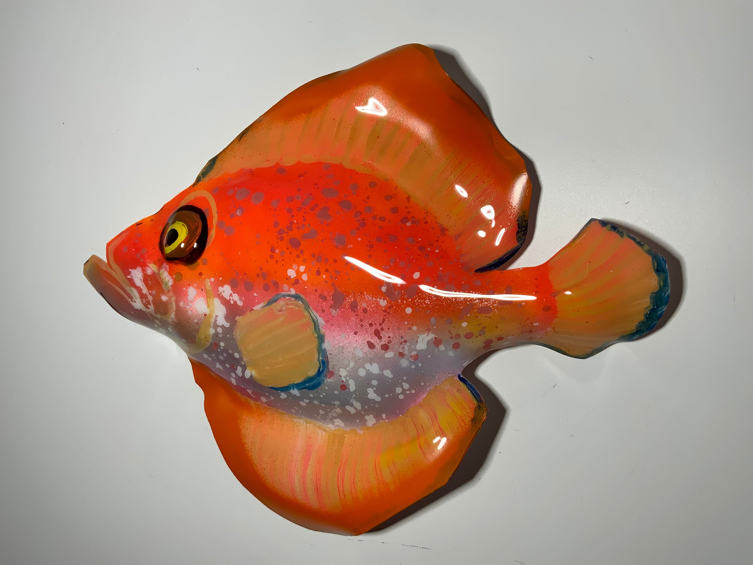 Fish wall Mount 12” orange/silver/pink handmade ecofriendly plastic