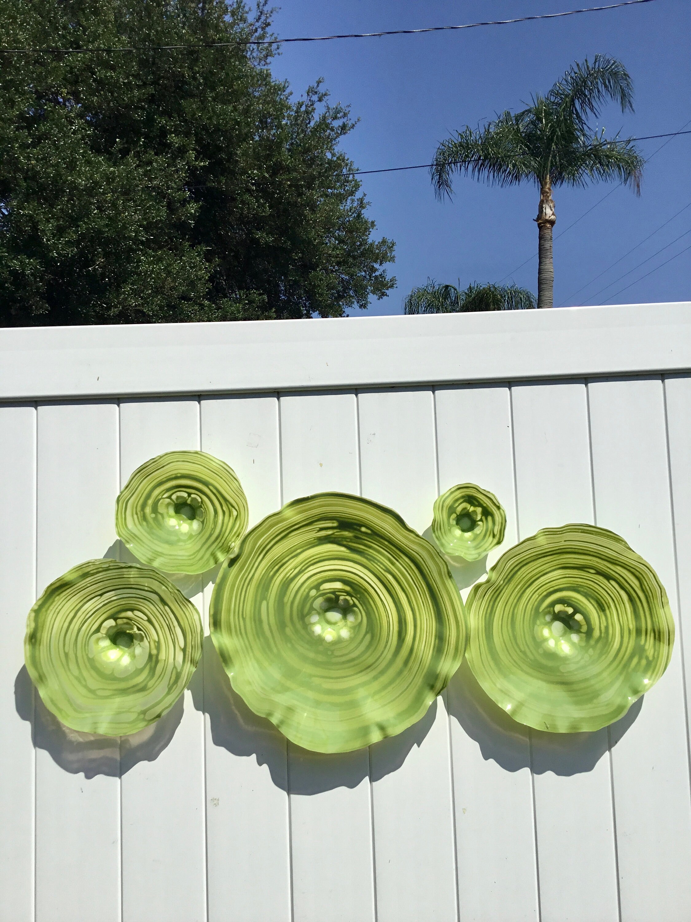 Wall Flower sculpture lime green durable recycled plastic looks like