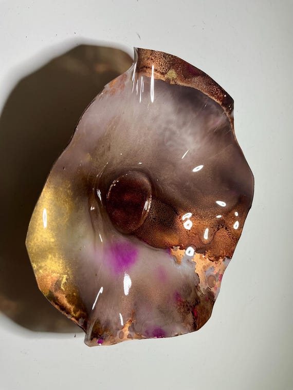 Chic 5" Brown & Gold Purple Upcycled Plastic Décor – Glass-Effect