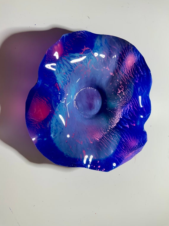 Original handmade recycled plastic wall flower blue/pink/aqua extra small 5” looks like glass/boho beach home decor