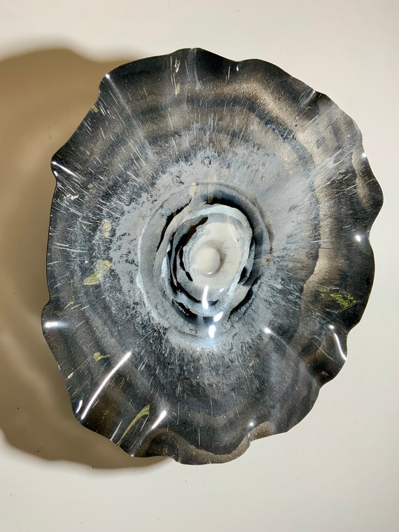 Extra Large Gray Silver Wall Flower: Upcycled Plastic Ocean Art