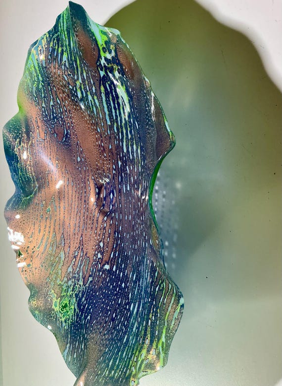 Unique 15" Wallflower Art for Home - Copper Blue & Green, Handmade from Recycled Plastic