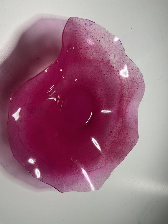 Recycled Polymer Wall Flower pink- handmade Art –  5-6 Inch (Glass Look)