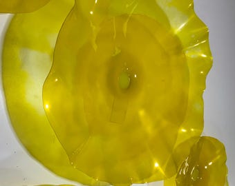 Recycled Plastic Wall Flower: Saffron Sunshine Yellow Home Decor You pick size & quantity - Home decor