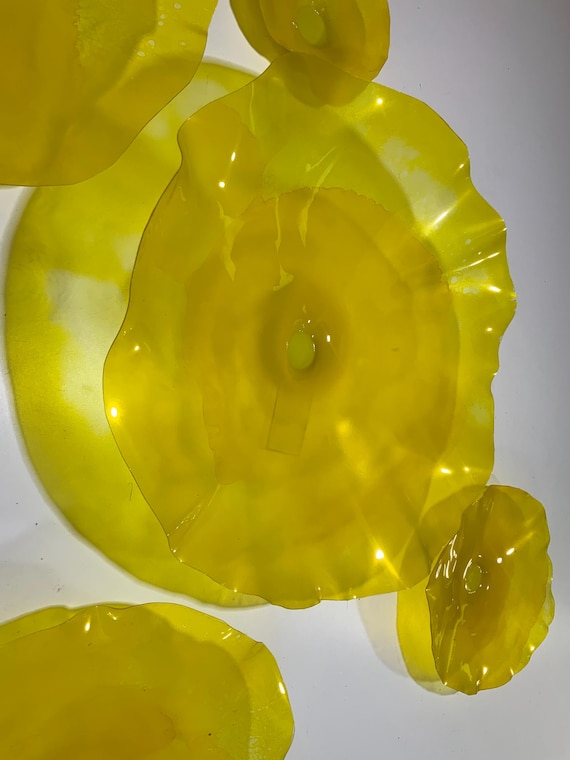 Recycled Plastic Wall Flower: Saffron Sunshine Yellow Home Decor You pick size & quantity - Home decor