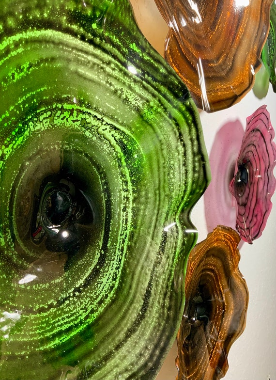 Handmade from Recycled PET Wall Flower Set: Ocean Art Home Decor looks like glass beautiful art