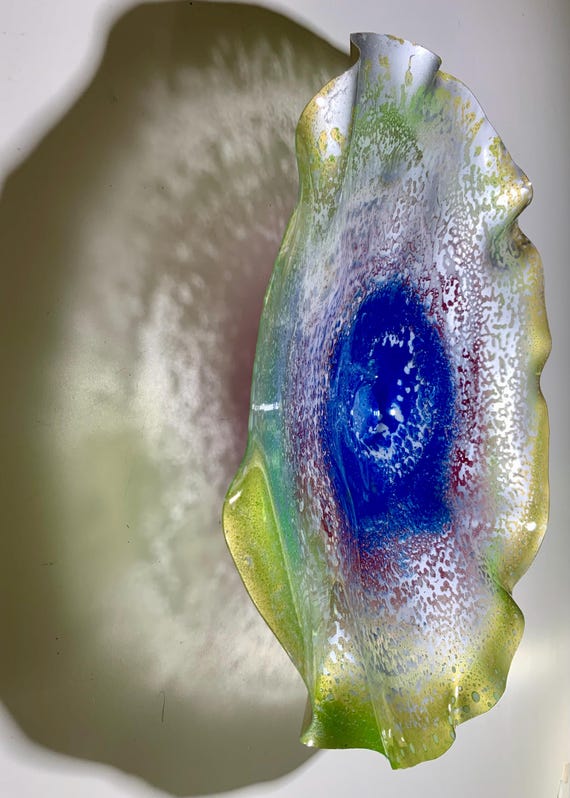 Unique Wall Flower sculpture 15” handmade eco-friendly plastic yellow gold/silver/blue/green/white/red wall art/looks like glass/home decor