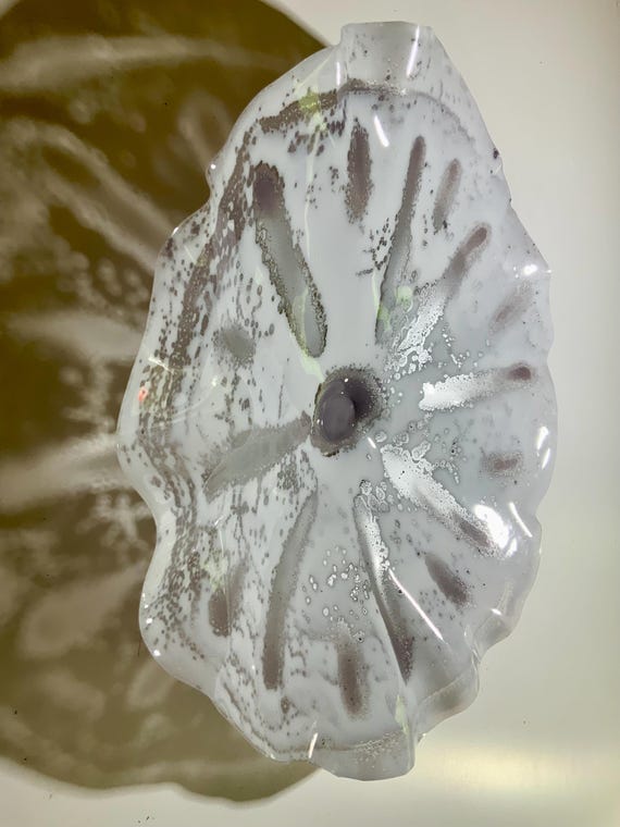 Recycled water bottle wall flower handmade home decor extra large 19” white/silver/lavender/eco art/looks like glass