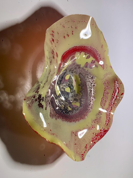 Recycled Plastic Wall Flower: Yellow, Gray & Red Boho kitchen Decor looks like glass