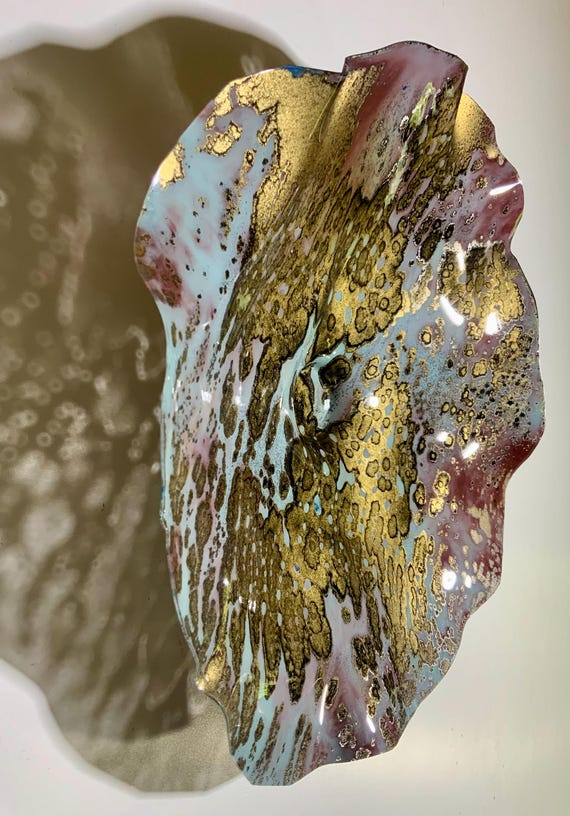 Recycled water bottle wall flower accent 12" gold/burgundy/gray. handmade eco art boho beach home decor/outdoor patio art/looks like glass