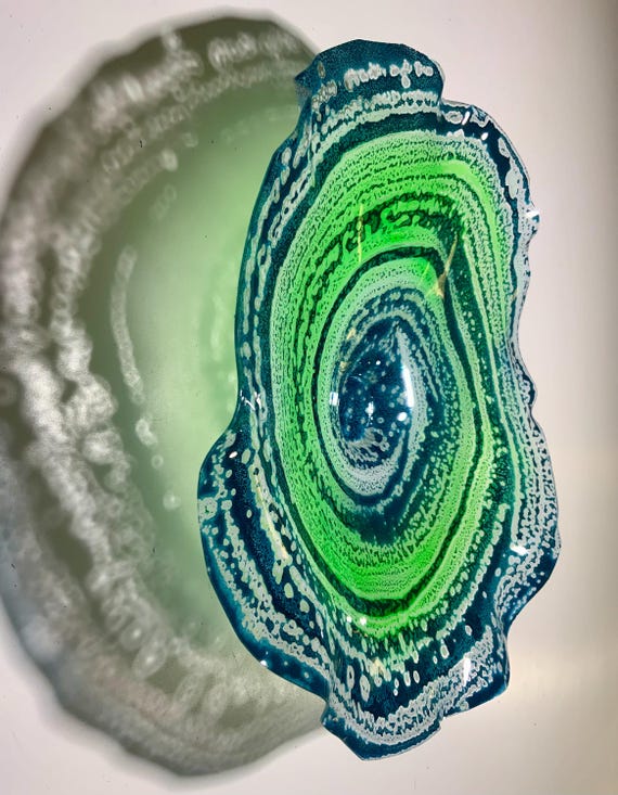 Recycled Water Bottle Wall Flower: Green Teal Swirl Eco Art