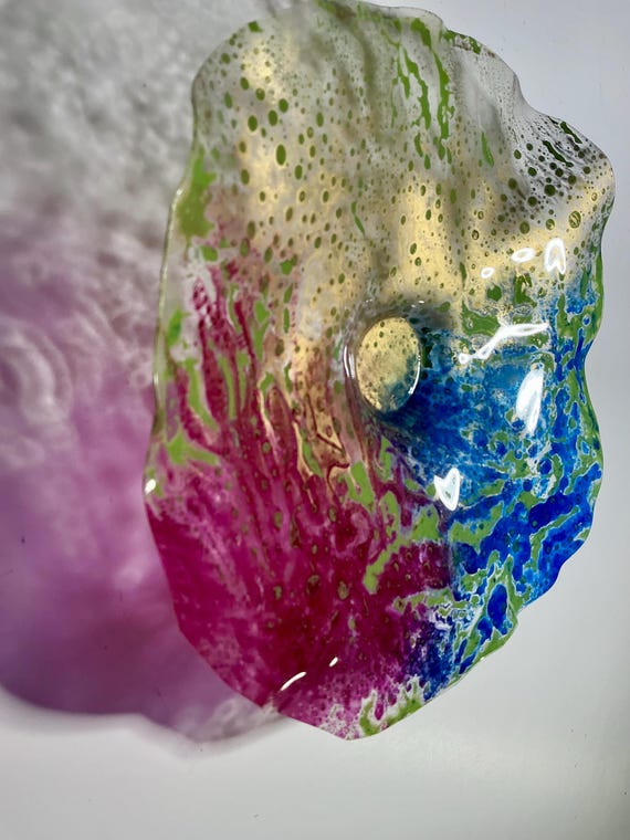 Small Ocean Arts Wallflower (9in) - Stunning Burgundy & Blue handmade recycled plastic Design - Eco-Friendly Decor