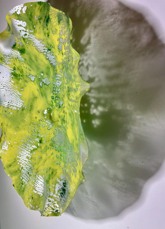 Artisan Wall Platter 18” - One-of-a-Kind  silver, Green & Yellow Design for Home Decor, Made from Recycled Plastic