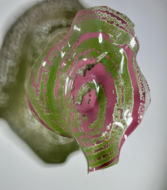 Unique Green & Pink Wallflower - Eco-Friendly Extra Small Decor Made from Recycled Plastic-glass like