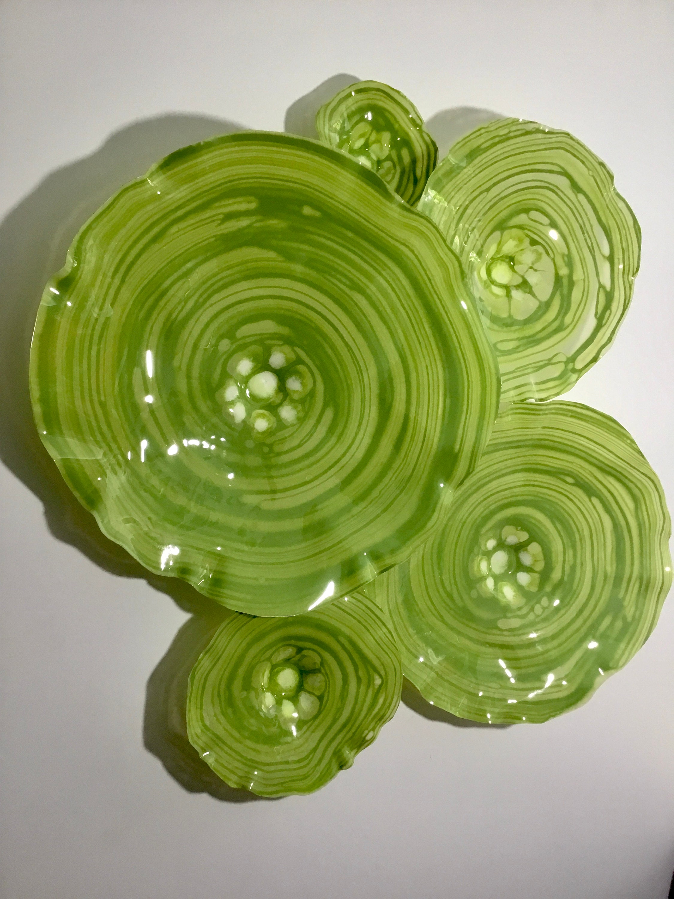 Wall Flower sculpture lime green durable recycled plastic looks like