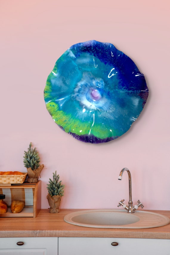 Home decor wall flower eco art 20" extra large sculpture recycled plastic/sky blue/green/purple/pink/dark blue/looks like glass/outdoor art