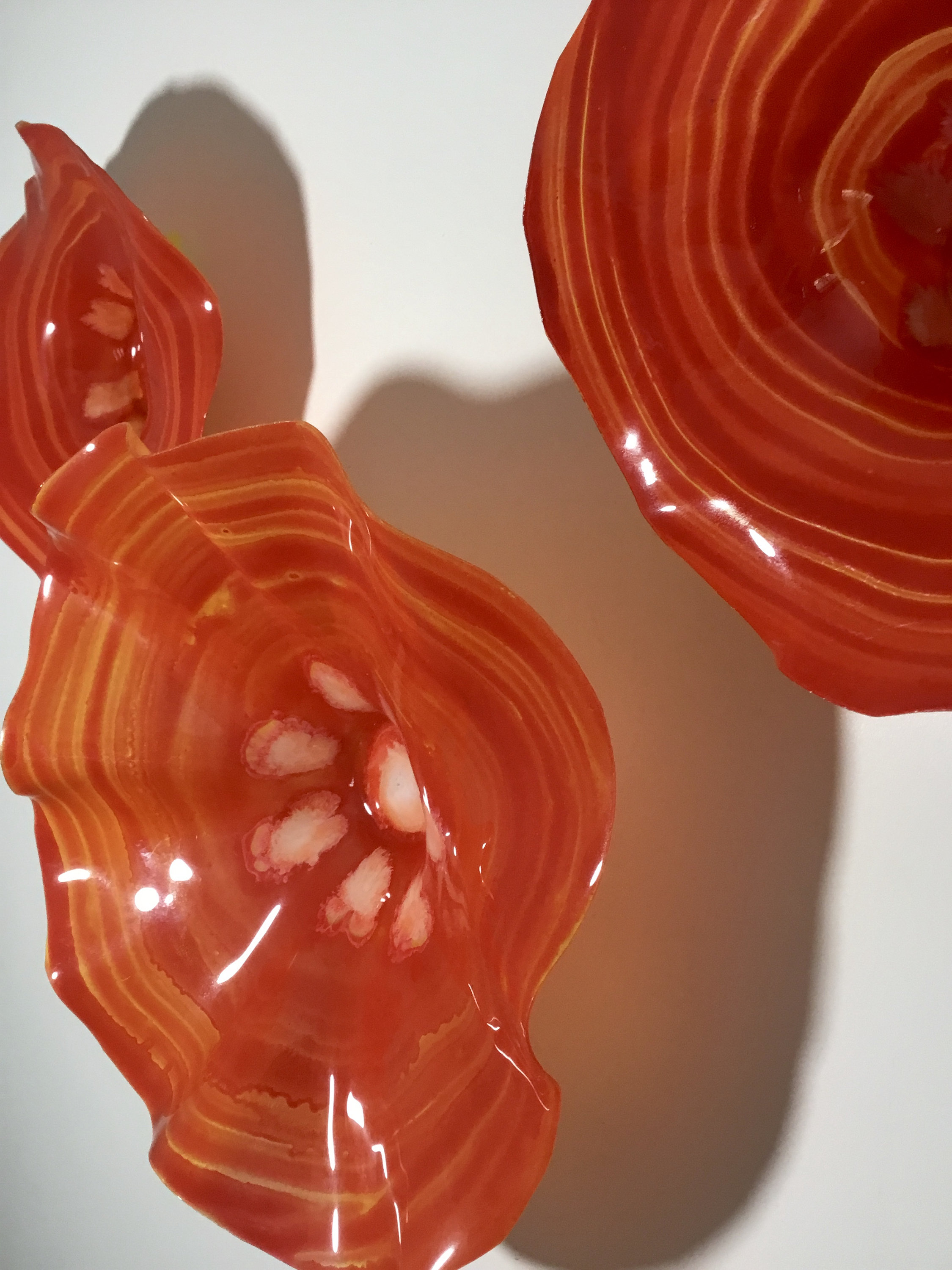 Wall Flower set 3 shades of Red/dark orange looks like glass eco