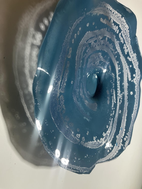 Unique 9-Inch Slate Blue Wall Art | Eco-Friendly Recycled Plastic | Glass Look