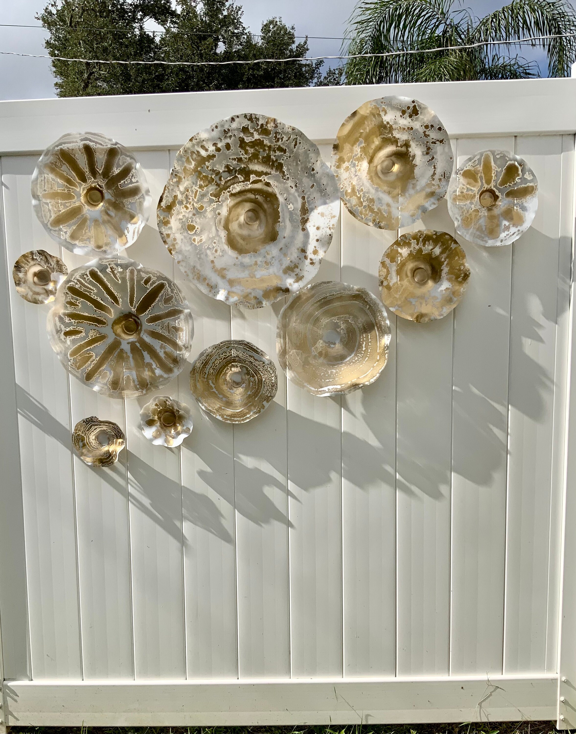 Made to order Large wall art decor Gold/White 11 up cycled plastic