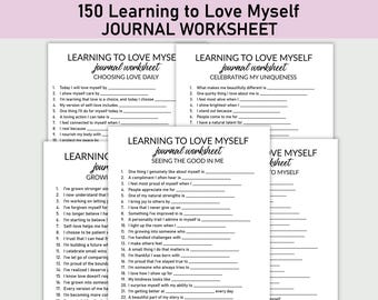 自分を愛することを学ぶための印刷可能なワークシート、印刷可能なジャーナル、空欄補充問題、自己愛ジャーナルワークブック、自信