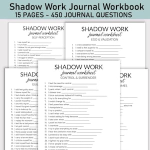 Quaderno di lavoro Shadow Work Journal, diario stampabile, domande a risposta multipla, fogli di lavoro di guarigione, auto-scoperta, riflessione, mente interiore