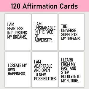 120 Affirmationskarten, druckbar, Journal, minimalistisch, Selbstfürsorge, psychische Gesundheit, Reflexionen, positive Affirmationen, Selbstliebe, Vision Board