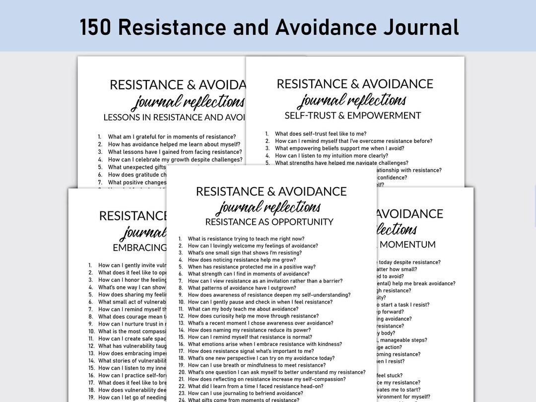 Resitance Journal 150 Resistance & Avoidance Journal, Printable, Journal, Reflections ...
