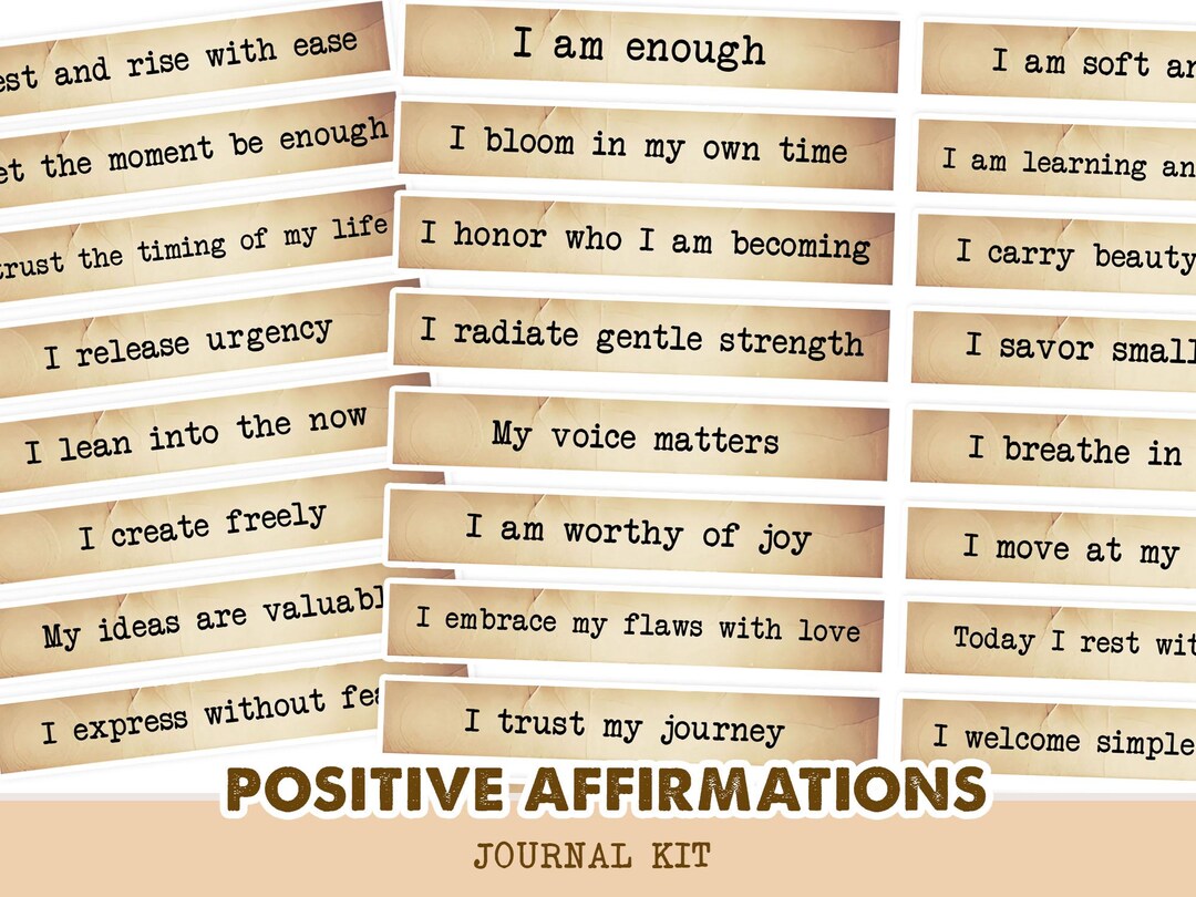 Positive Affirmations Journal Kit, Printable, Ephemera, Digital Papers ...
