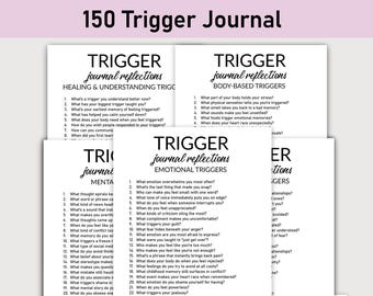 150 Trigger Journal Prompts, Printable, Journal, Minimalist, Reflections, Understanding & Healing Triggers, Emotional, Mental, Growth