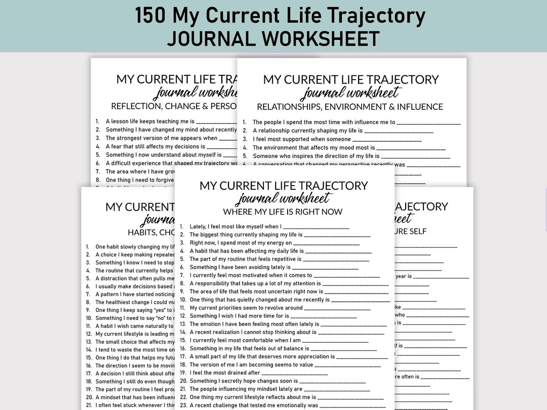 My Current Life Trajectory Printable Worksheet, Journal Printable, Fill ...