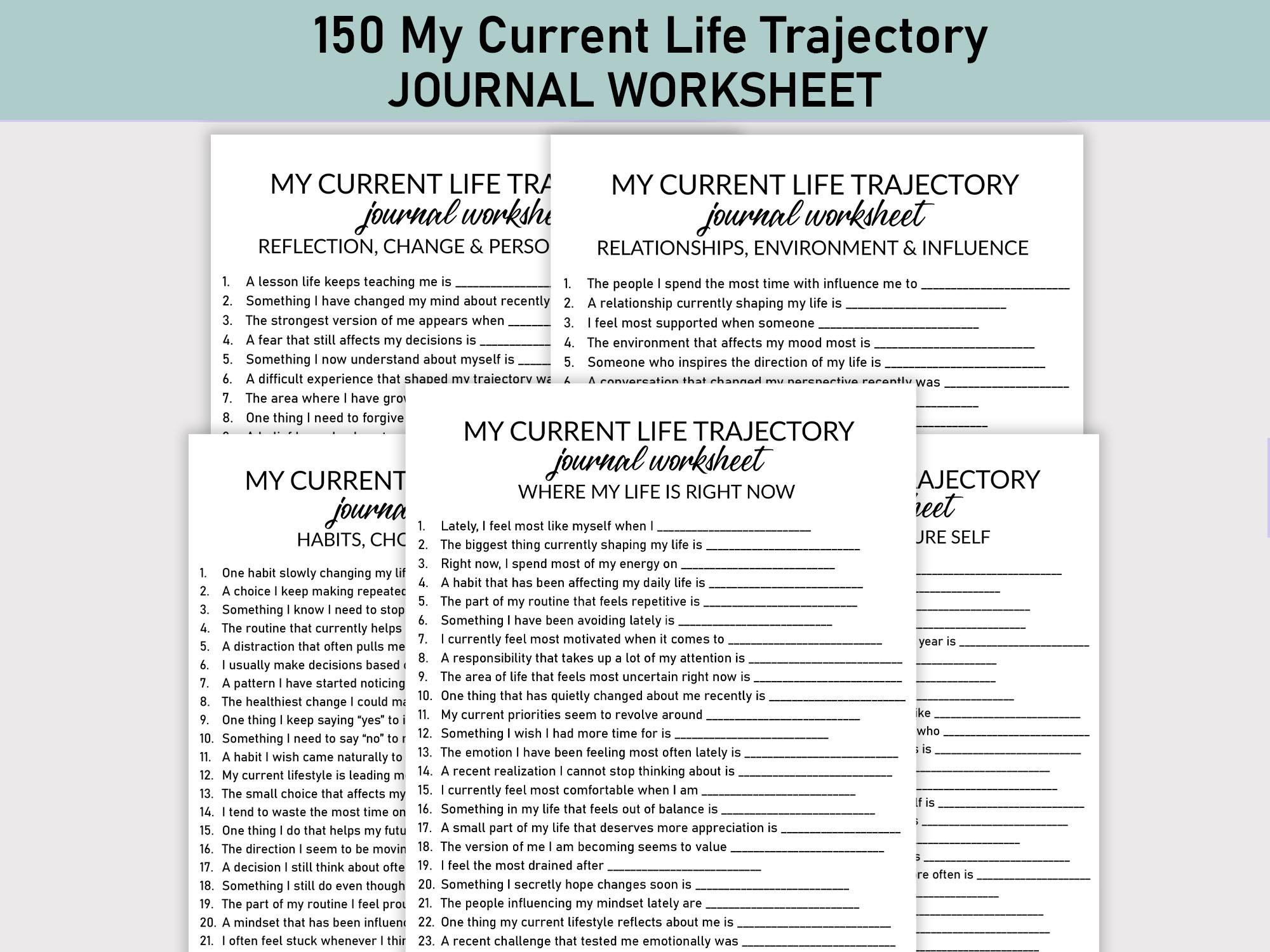 My Current Life Trajectory Printable Worksheet, Journal Printable, Fill ...