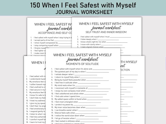 When I Feel Safest With Myself Printable Worksheet, Journal Printable, Fill-in-the-Blank Questions, Emotional Safety Journal Workbook
