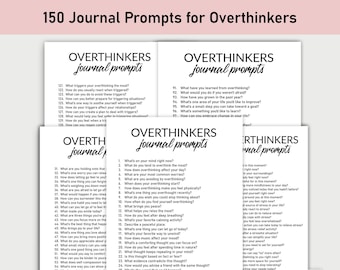 150 Journal Prompts for Overthinkers, Printable, Journal, Minimalist, Reflections, Overthinking, Thoughts, Worrier, Stress