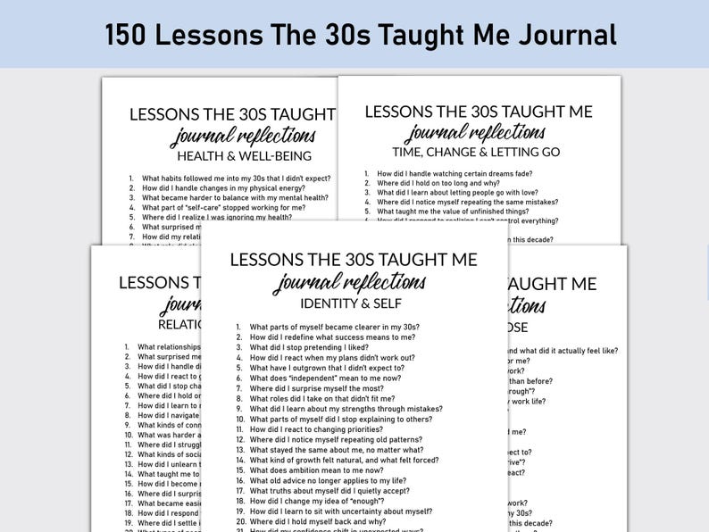 Lessons Journal 150 Lessons the 30s Taught Me Journal, Healing, Printable, Journal ...