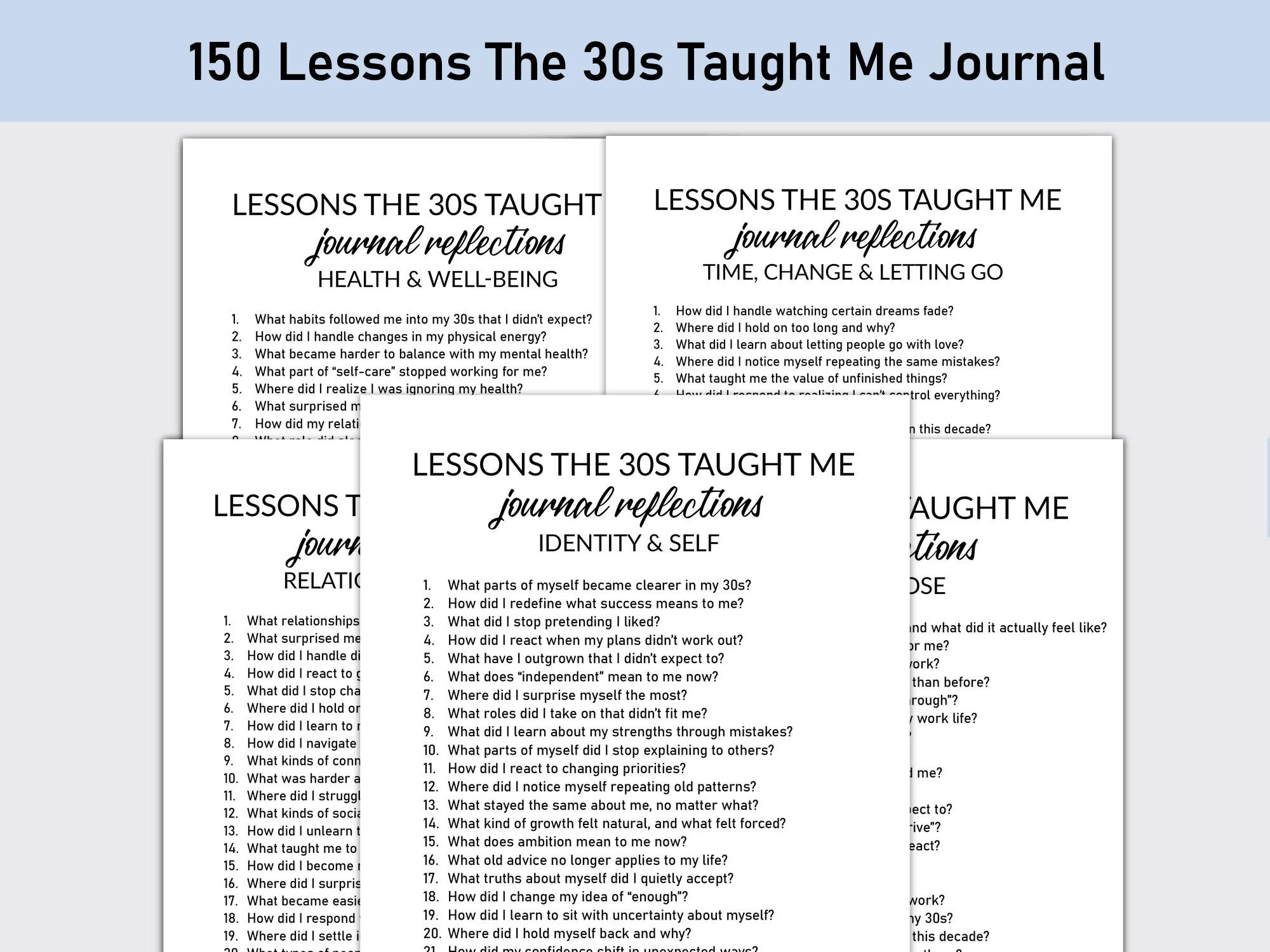 150 Lessons the 30s Taught Me Journal, Healing, Printable, Journal ...