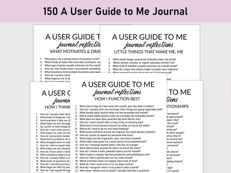 Self Reflection Topic 150 A User Guide to Me Journal, Printable, Journal, Personal Insight ...