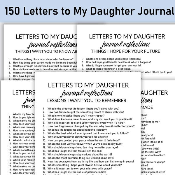 Brev till min dotter-dagbok, utskrivbar, dagbok, minimalistisk, reflektioner, kärlek, livsläxor och minnen, föräldrar att dela visdom