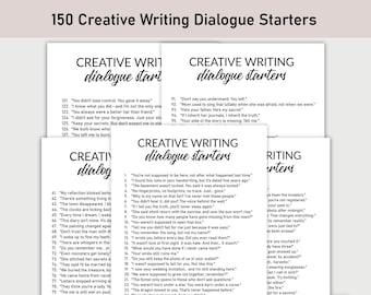 150 Creative Writing Dialogue Starter , Printable, Journal, Creative Writing Ideas, Creative Writing Prompts, First Sentence Starter