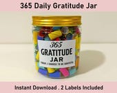 365 Daily Gratitude Jar, Printable Affirmations, Self Care, Mental Health, Reflections, Affirmation Jar, DIY Gift, Inspirational, Happiness