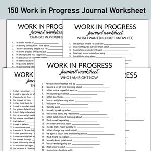Foglio di lavoro stampabile "Lavoro in corso", diario stampabile, domande a risposta multipla, quaderno di lavoro per diario di riflessione personale, miglioramento personale