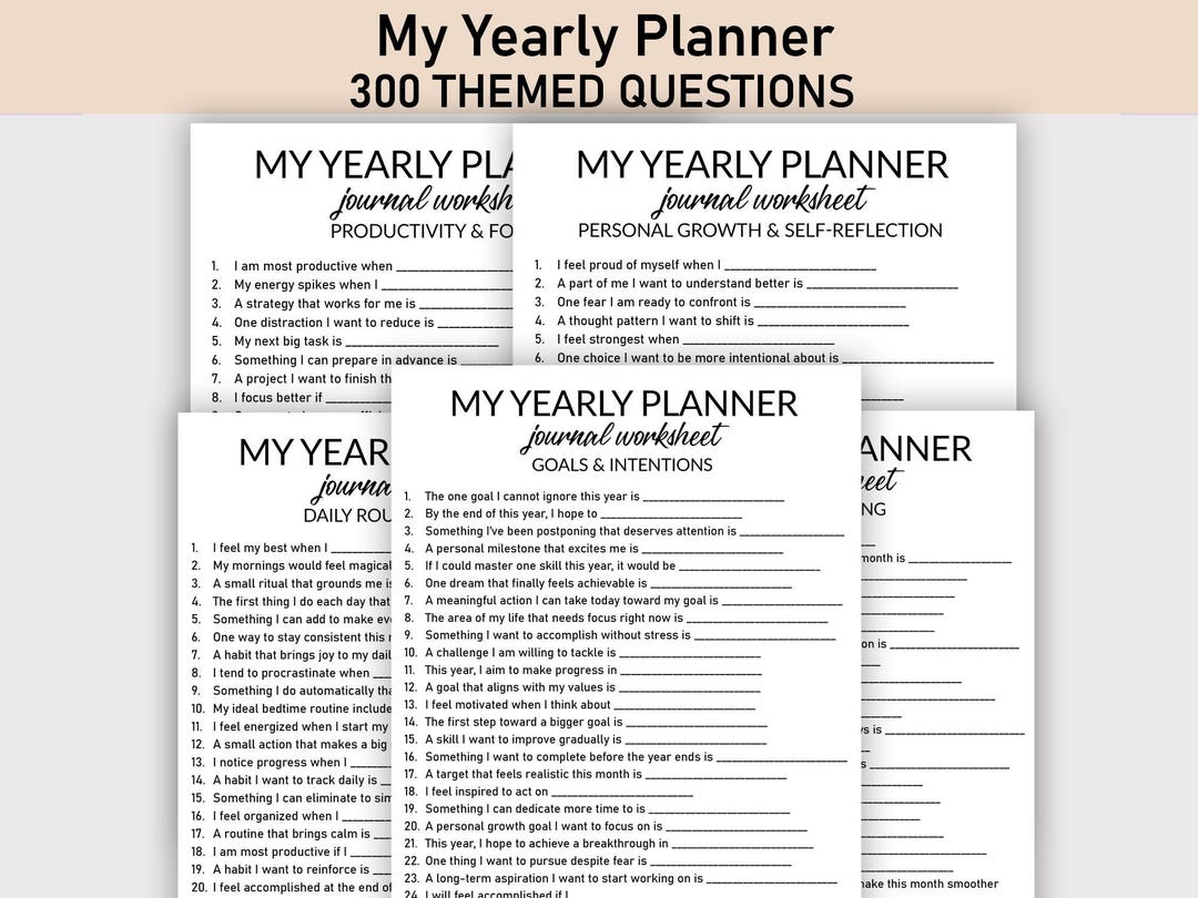 300 My Yearly Planner Workbook, Printable, Journal Worksheet, New Year ...