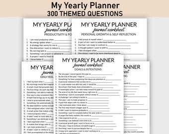 300 My Yearly Planner Workbook, Printable, Journal Worksheet, New Year Reflections, Year Planner in Words, Annual Planner, Planning Workbook
